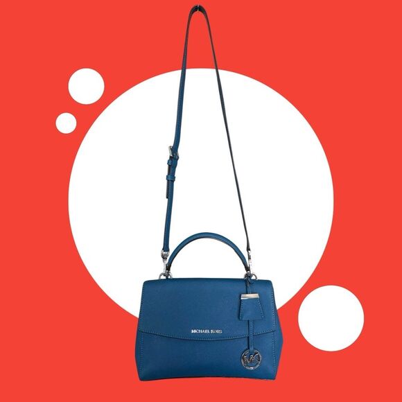 Michael Kors Denim Blue Ava Top Handle Satchel NWOT - Picture 2 of 14